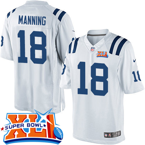 Youth Elite Peyton Manning Super Bowl XLI Nike Jersey White Road - #18 NFL Indianapolis Colts